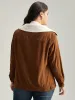 Corduroy Lapel Collar Fuzzy Patchwork Button Fly Coat sold by Bloomchic