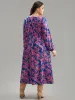 Floral Twist Front Pocket Lantern Sleeve Dress sold by Bloomchic