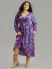 Floral Twist Front Pocket Lantern Sleeve Dress sold by Bloomchic
