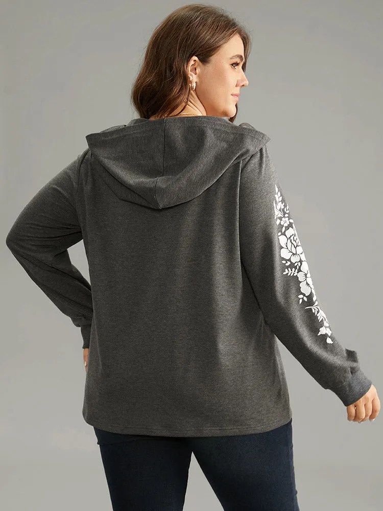 Floral Print Hooded Rib Knit Sweatshirt sold by Bloomchic product image thumbnail 2