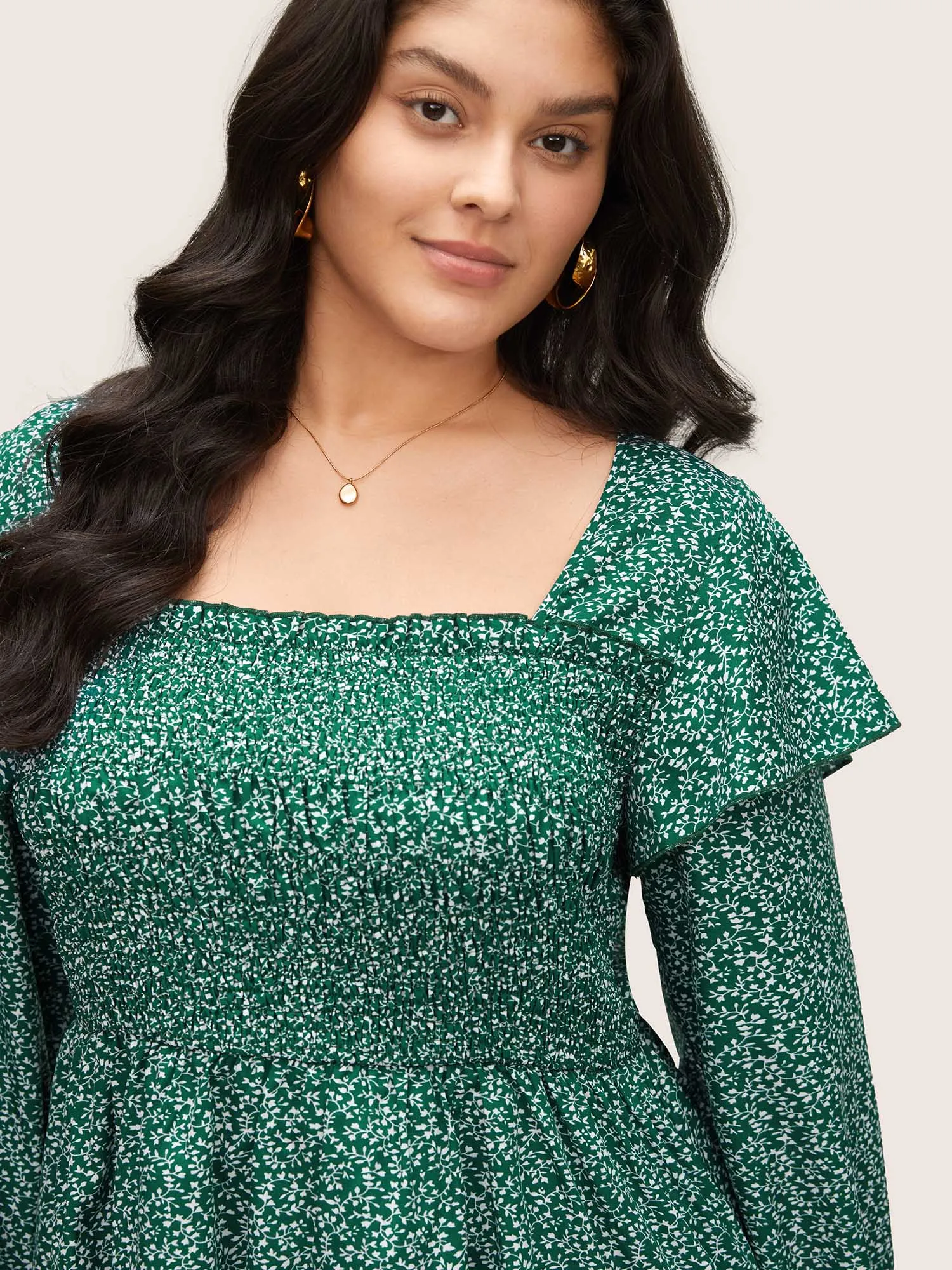 Ditsy Floral Shirred Tiered Ruffles Blouse sold by Bloomchic product image thumbnail 3