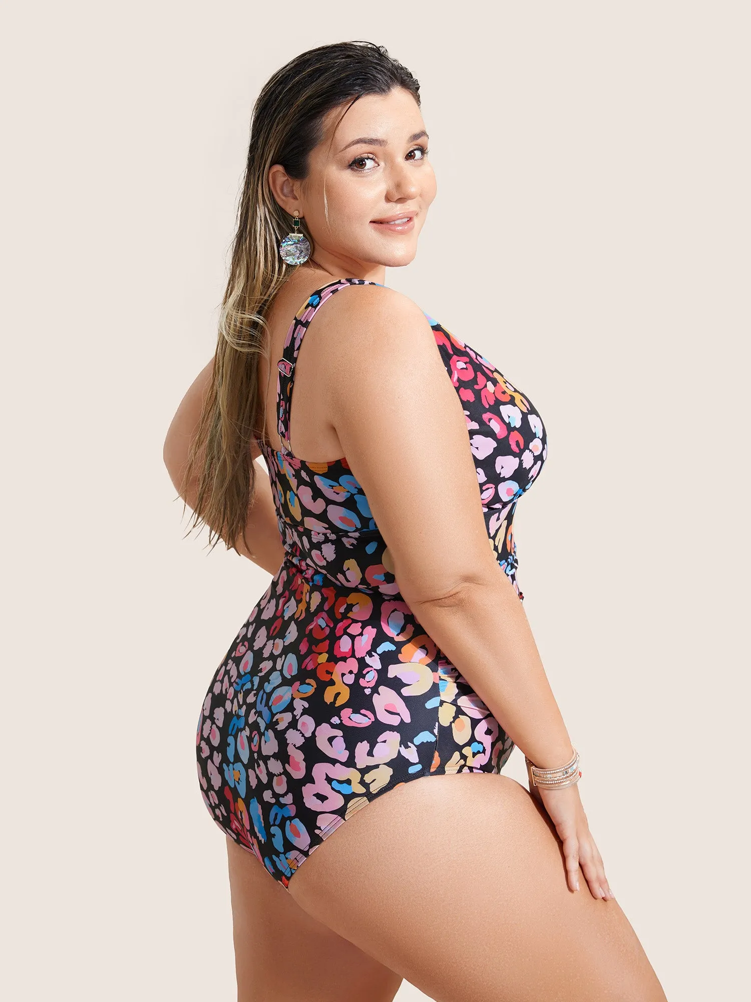 Leopard Print Ruched One Piece Swimsuit sold by Bloomchic product image thumbnail 2