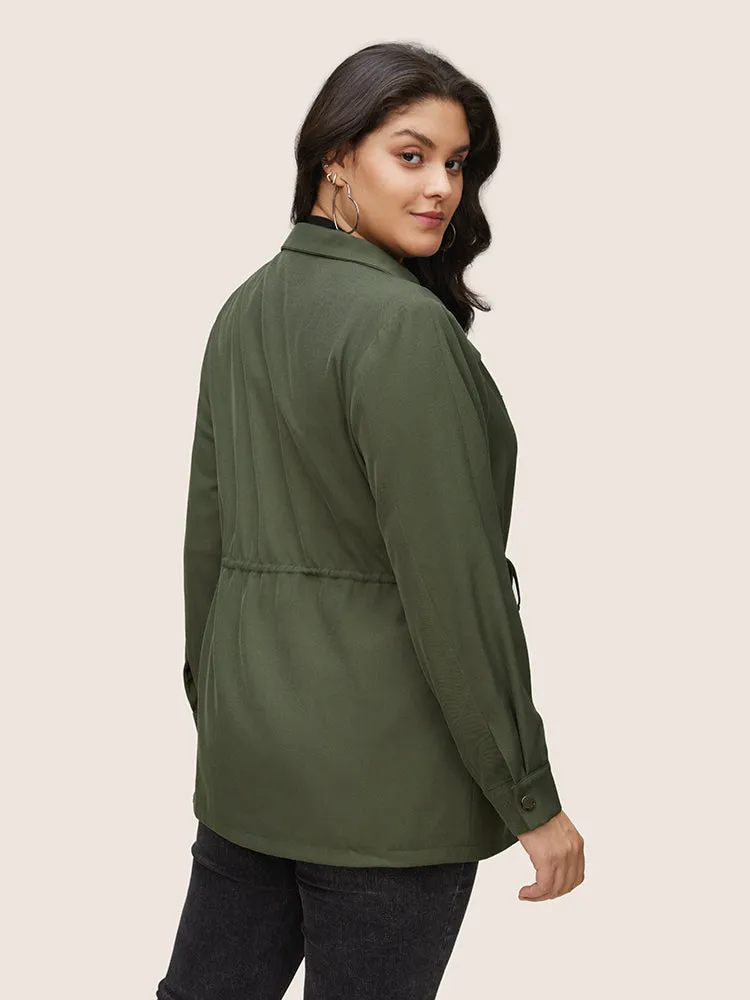 Solid Twill Drawstring Zipper Flap Pocket Jacket sold by Bloomchic product image thumbnail 4