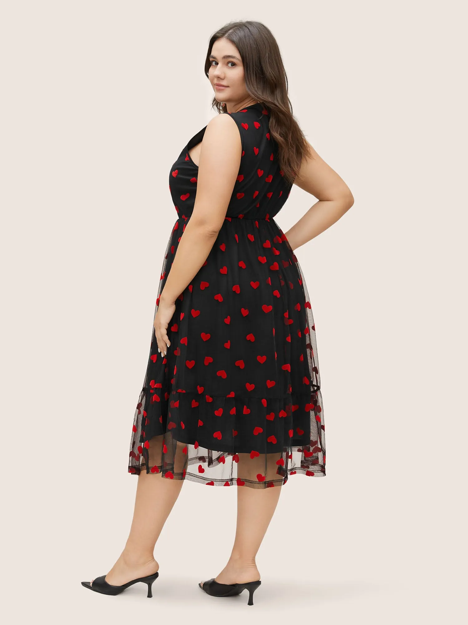 Mesh Heart Graphic Pocket Tank Dress sold by Bloomchic product image thumbnail 3