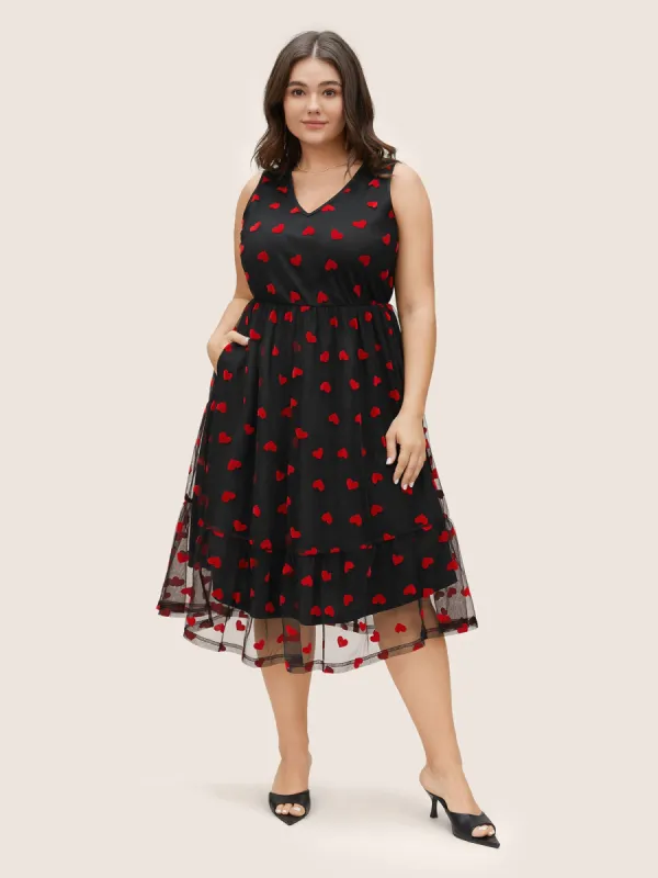 Mesh Heart Graphic Pocket Tank Dress sold by Bloomchic