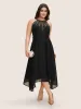 Halter Neck Rhinestone Detail Asymmetrical Hem Dress sold by Bloomchic