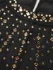 Halter Neck Rhinestone Detail Asymmetrical Hem Dress sold by Bloomchic