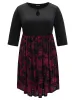 Contrast Flocking Keyhole Elastic Waist Dress sold by Bloomchic