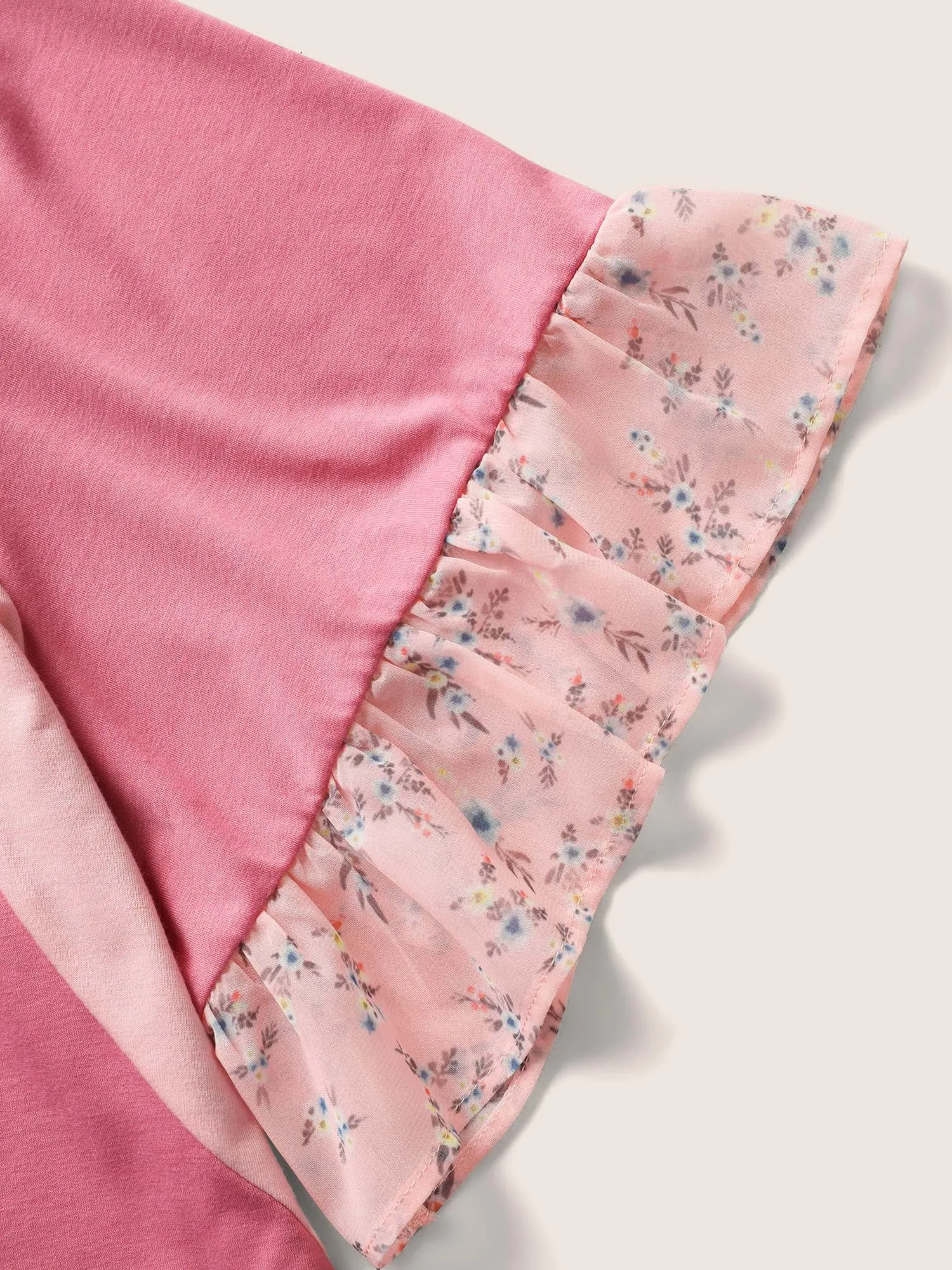 Floral Patchwork Contrast Ruffles T-shirt sold by Bloomchic product image thumbnail 5