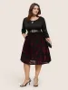 Contrast Flocking Keyhole Elastic Waist Dress sold by Bloomchic