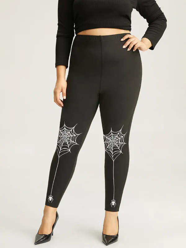 Halloween Spider Web Print Skinny Leggings sold by Bloomchic