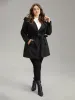 Tassels Trim Plain Lapel Collar Belted Coat sold by Bloomchic