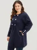 Solid Button Detail pocket Coat sold by Bloomchic