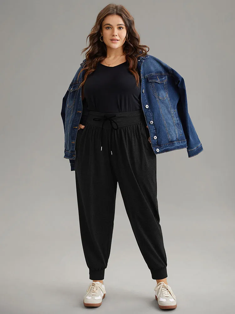 Solid Drawstring Elastic Waist Cuffed Pants sold by Bloomchic product image thumbnail 4