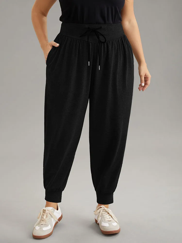 Solid Drawstring Elastic Waist Cuffed Pants sold by Bloomchic