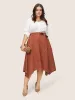 Contrast Trim Bowknot Belted Asymmetrical Hem Skirt sold by Bloomchic