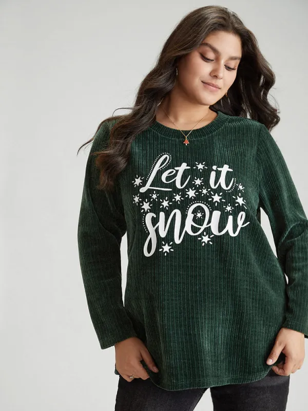 Christmas Letter Thick Corduroy T-shirt sold by Bloomchic