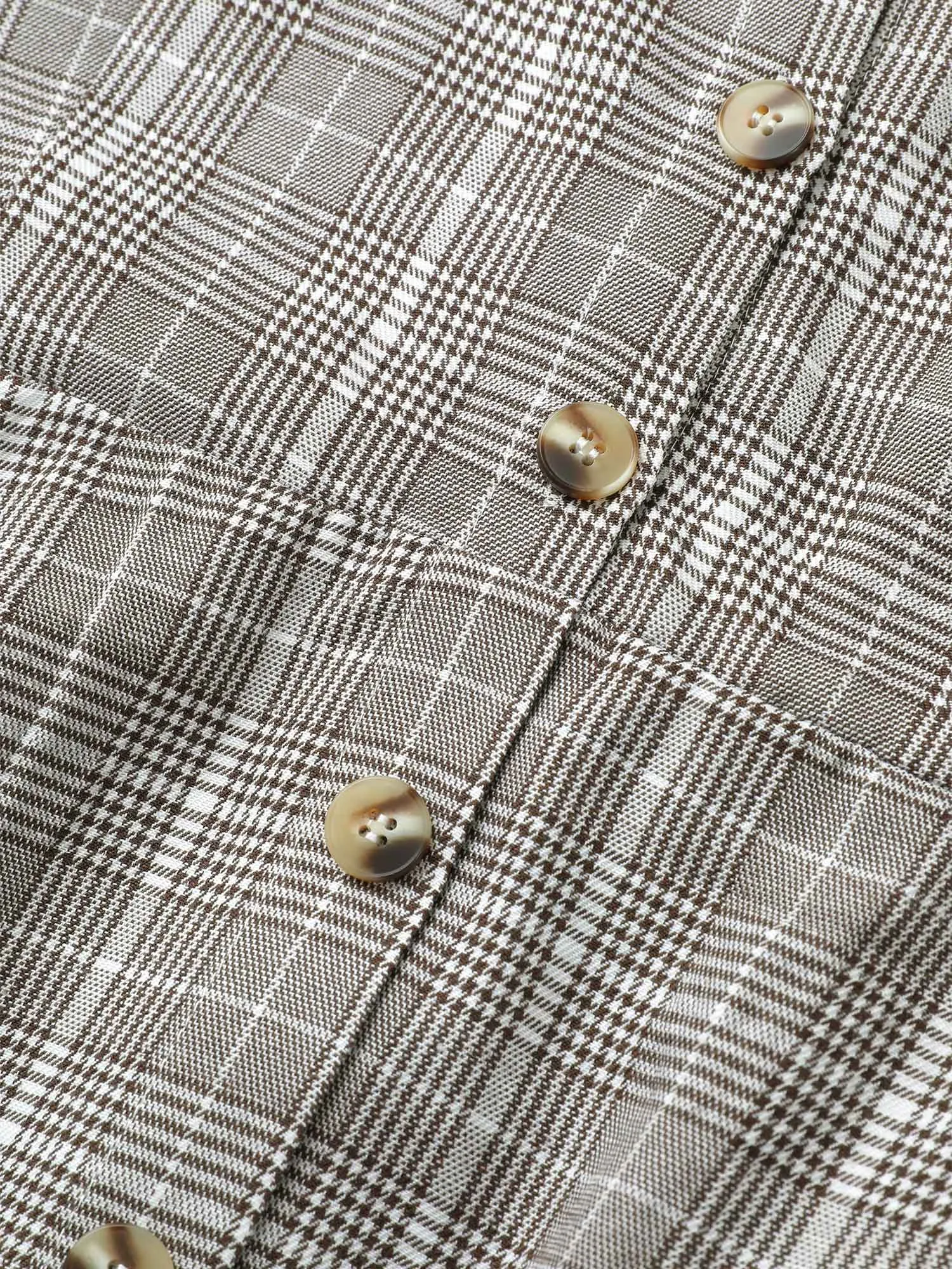 Plaid Button Detail Pocket Lantern Sleeve Dress sold by Bloomchic product image thumbnail 5