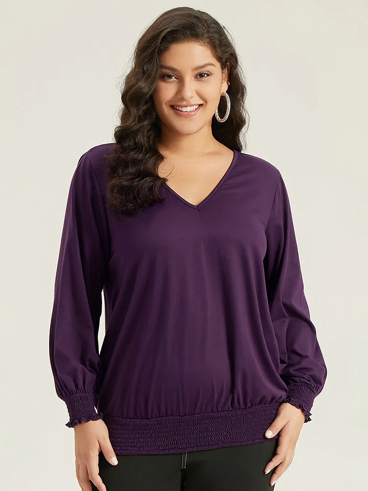 Solid Shirred Hem Gathered T-shirt sold by Bloomchic product image thumbnail 5