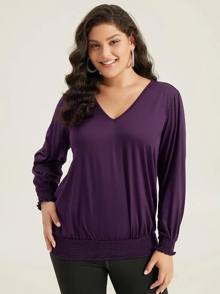 Solid Shirred Hem Gathered T-shirt sold by Bloomchic product image thumbnail 2