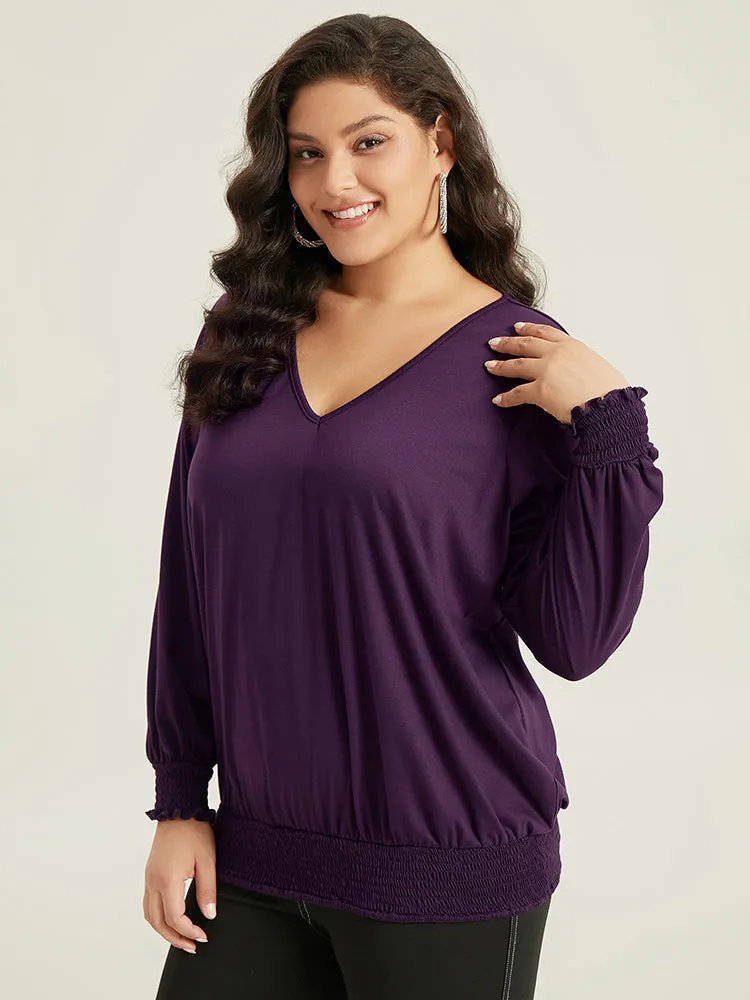 Solid Shirred Hem Gathered T-shirt sold by Bloomchic product image thumbnail 3