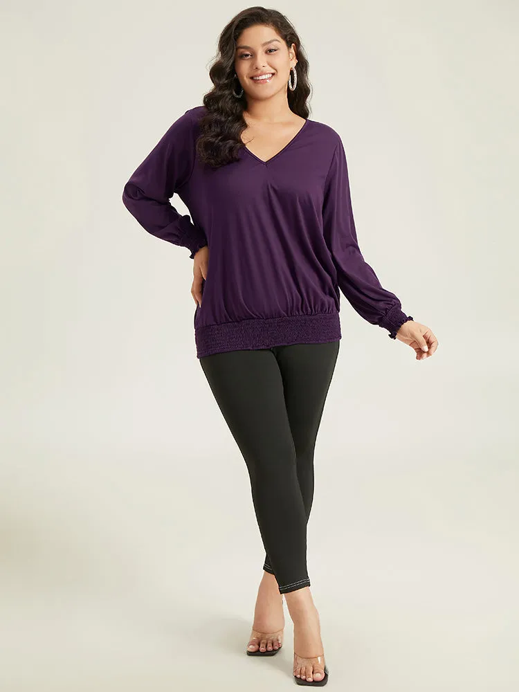 Solid Shirred Hem Gathered T-shirt sold by Bloomchic product image thumbnail 4