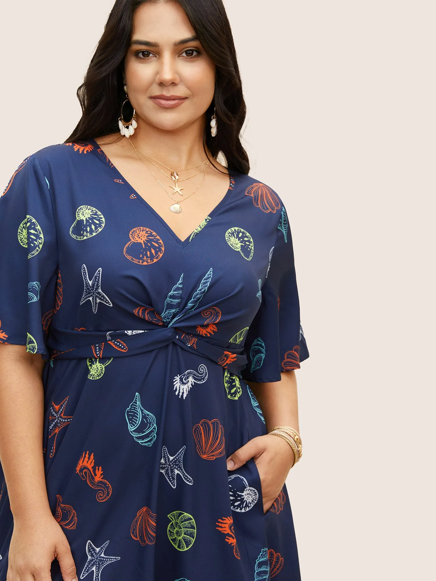 Marine Elements Twist Front Elastic Waist Dress sold by Bloomchic product image thumbnail 2