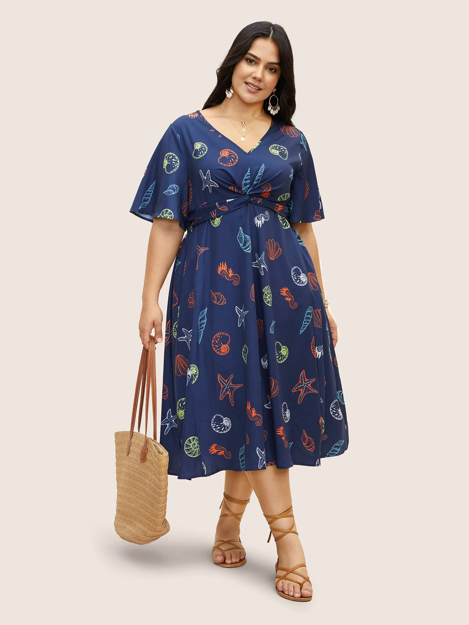 Marine Elements Twist Front Elastic Waist Dress sold by Bloomchic