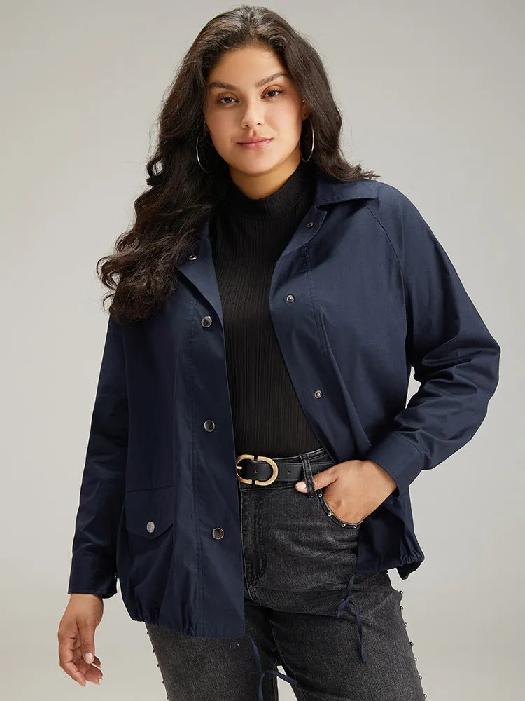 Cotton Button Fly Drawstring Hem Coat sold by Bloomchic