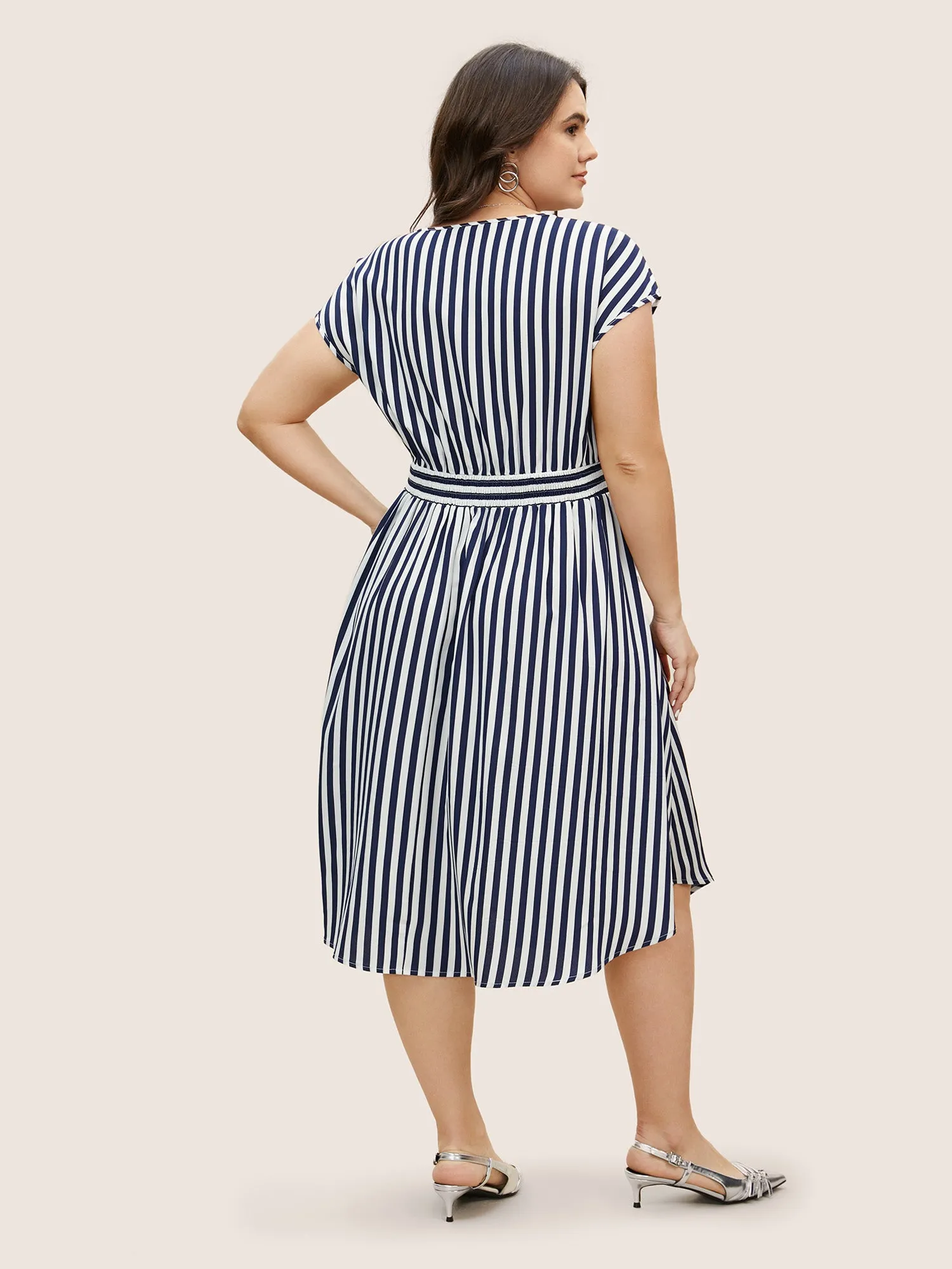 Striped Shirred Dolman Sleeve Dress sold by Bloomchic product image thumbnail 3