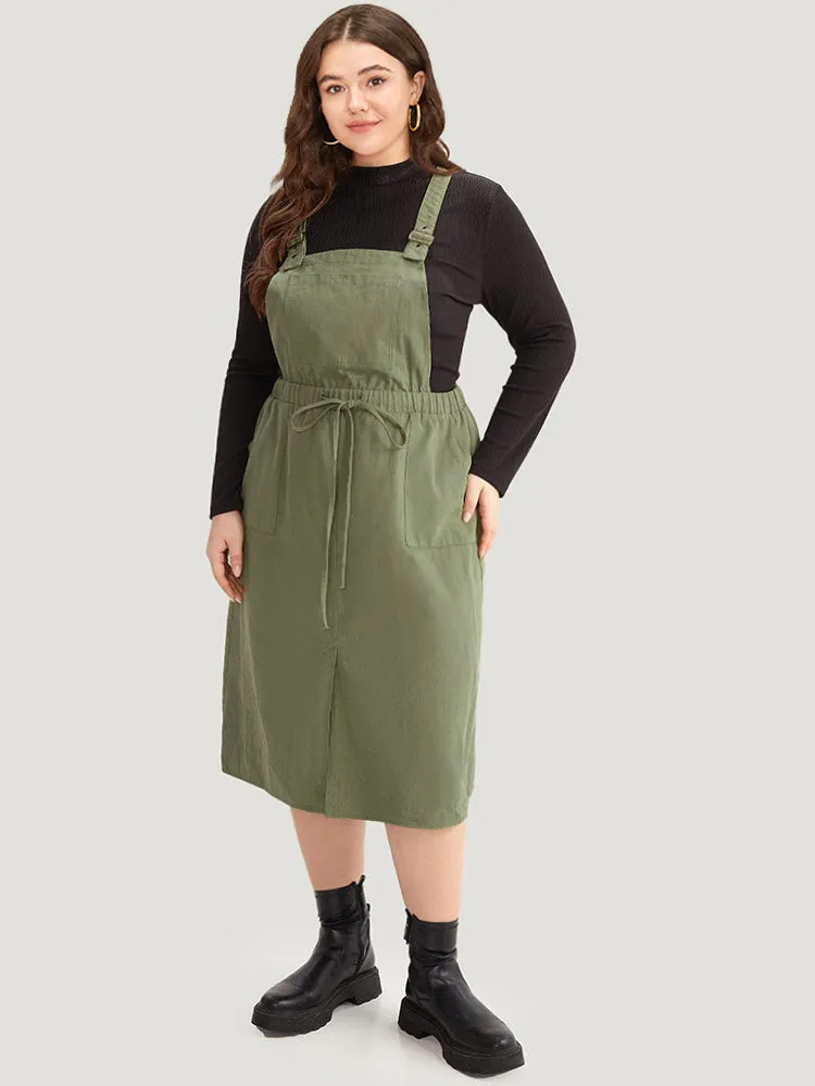 Solid Pocket Drawstring Split Hem Cami Dress sold by Bloomchic product image thumbnail 4
