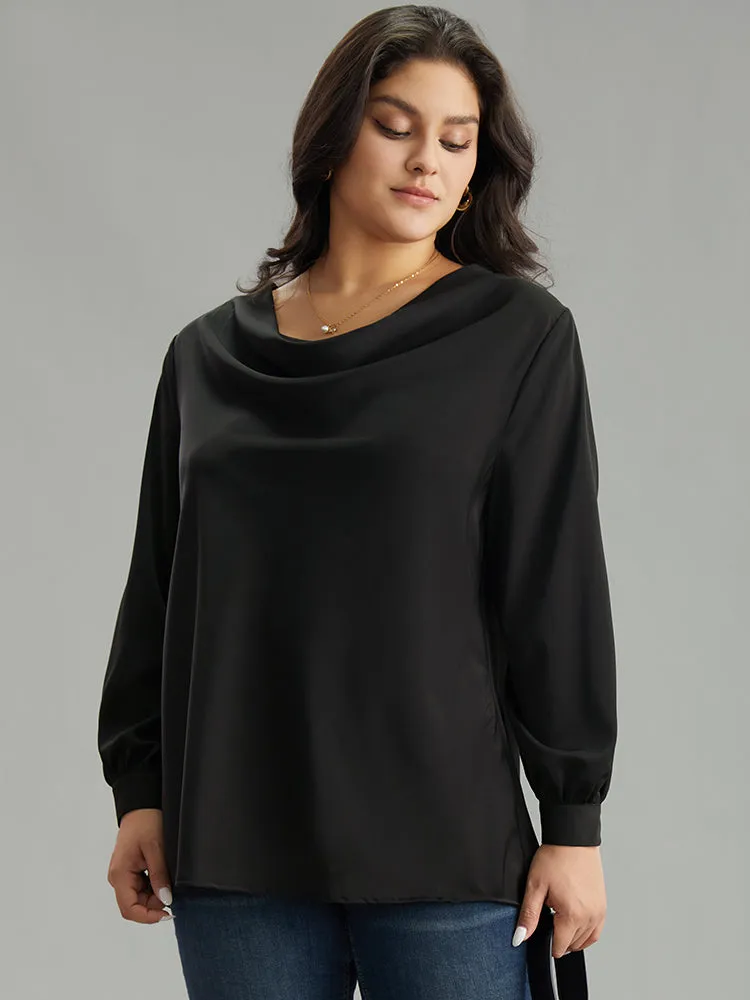 Static-Free Plain Cowl Neck Blouse sold by Bloomchic product image thumbnail 5