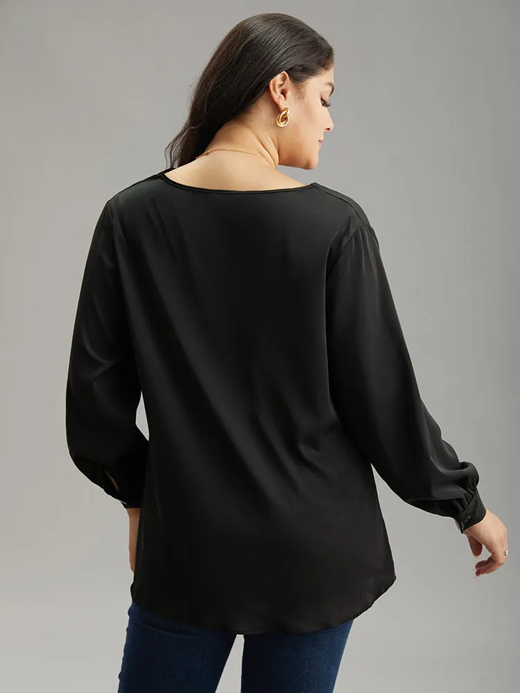 Static-Free Plain Cowl Neck Blouse sold by Bloomchic product image thumbnail 2