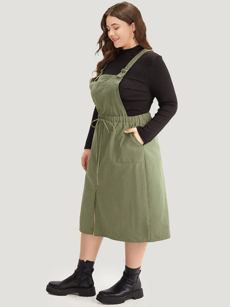 Solid Pocket Drawstring Split Hem Cami Dress sold by Bloomchic product image thumbnail 2
