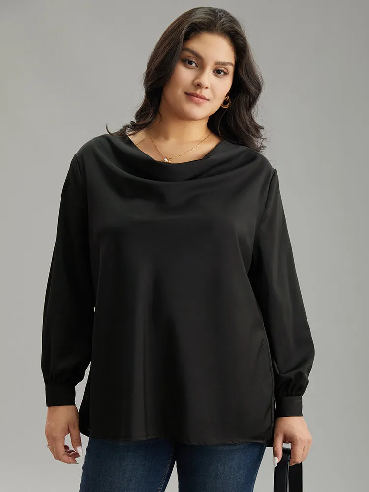 Static-Free Plain Cowl Neck Blouse sold by Bloomchic product image thumbnail 3