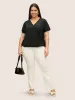 Plain Overlap Collar Dolman Sleeve Blouse sold by Bloomchic
