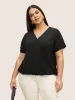Plain Overlap Collar Dolman Sleeve Blouse sold by Bloomchic