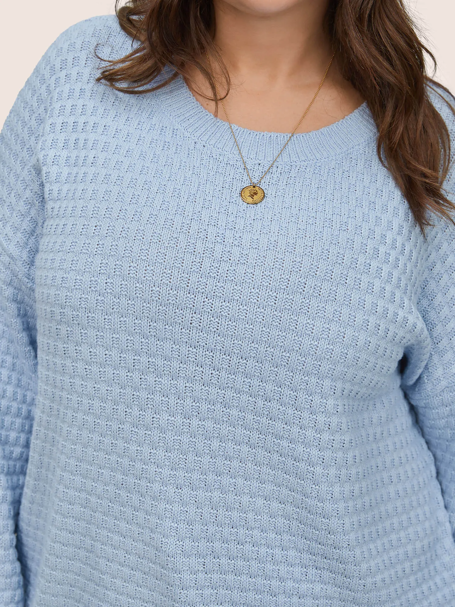 Plain Texture Round Neck Elastic Cuffs Pullover sold by Bloomchic product image thumbnail 4