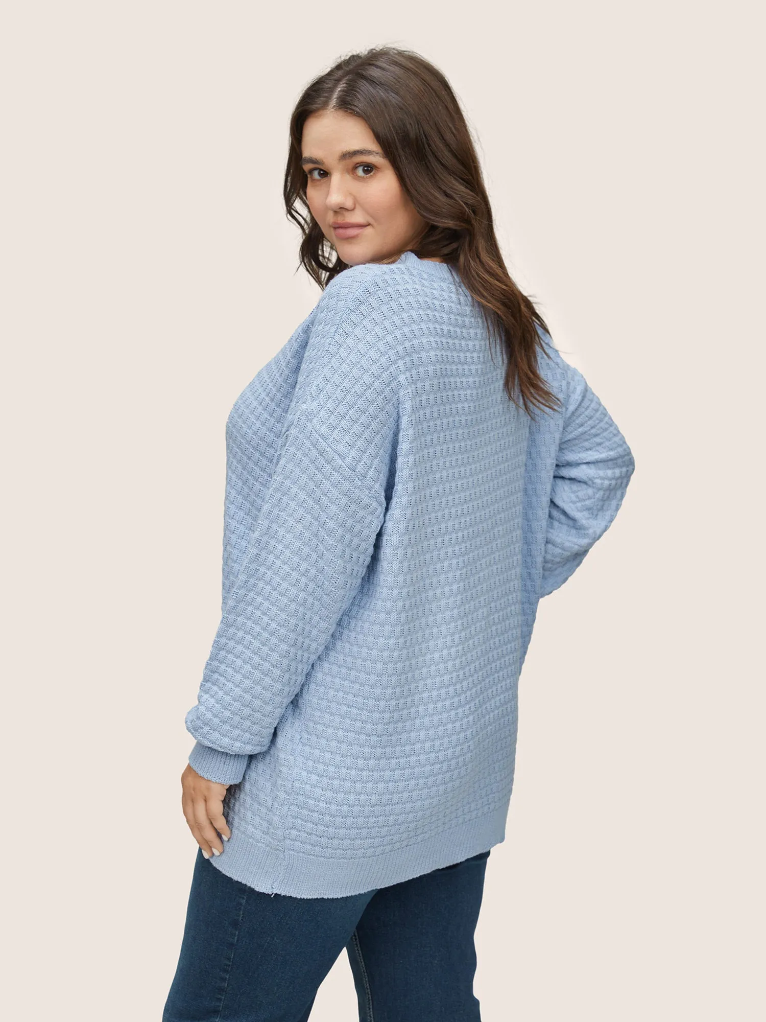 Plain Texture Round Neck Elastic Cuffs Pullover sold by Bloomchic product image thumbnail 2