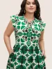 Boho Print Tie Knot Ruffle Cap Sleeve Dress sold by Bloomchic