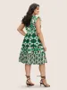 Boho Print Tie Knot Ruffle Cap Sleeve Dress sold by Bloomchic