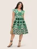 Boho Print Tie Knot Ruffle Cap Sleeve Dress sold by Bloomchic