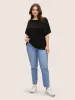 Solid Crew Neck Cut Out Patchwork T-shirt sold by Bloomchic