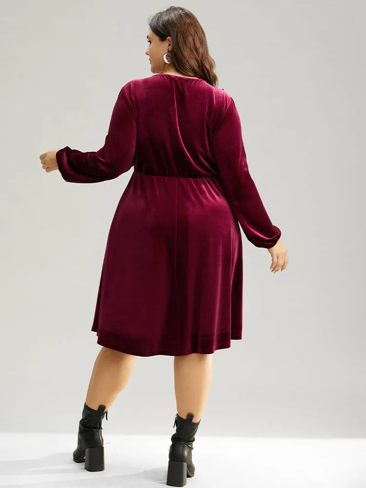 Velvet Lace Panel Elastic Cuffs Dress sold by Bloomchic product image thumbnail 3