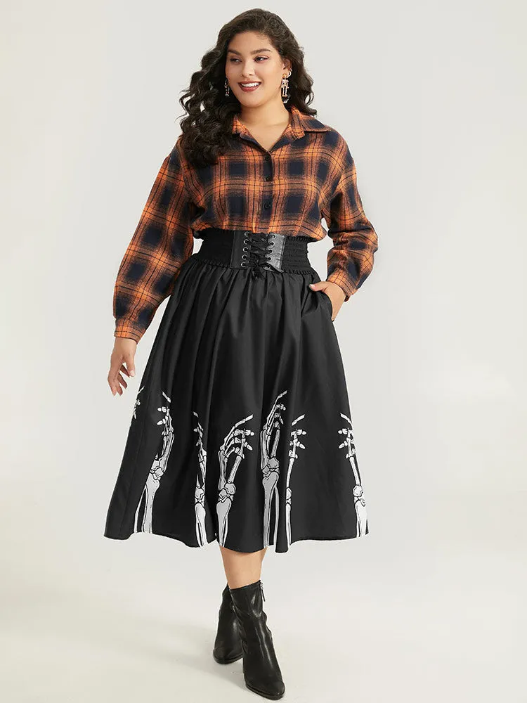 Halloween Skull Print Elastic Waist Cropped Skirt sold by Bloomchic product image thumbnail 2