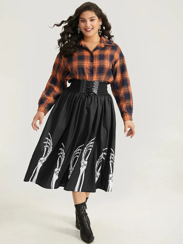 Halloween Skull Print Elastic Waist Cropped Skirt sold by Bloomchic product image thumbnail 3