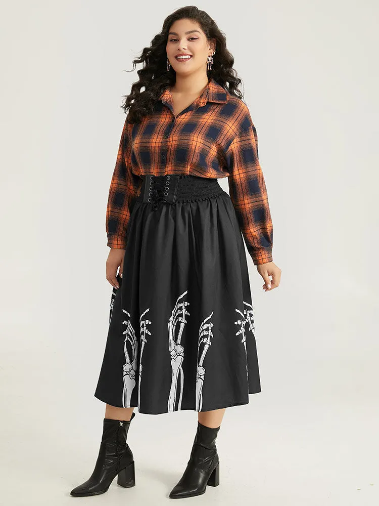 Halloween Skull Print Elastic Waist Cropped Skirt sold by Bloomchic product image thumbnail 4