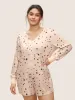 Star Button Up V Neck Sleep Jumpsuit sold by Bloomchic