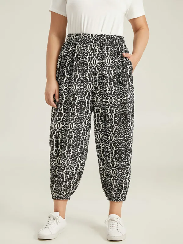 Boho Print Elastic Waist Harem Pants sold by Bloomchic