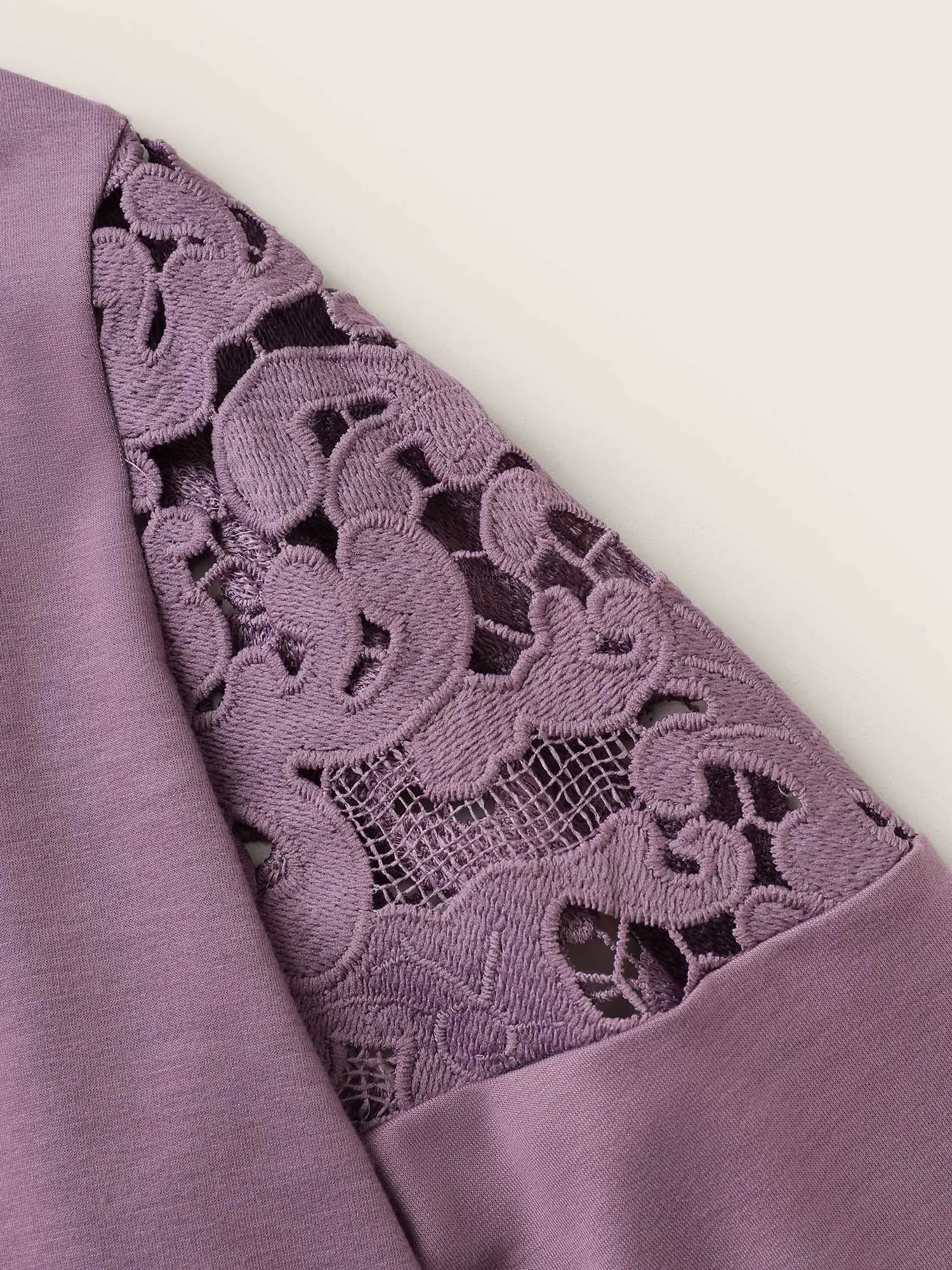 Lace Patchwork Embroidered V Neck Sweatshirt sold by Bloomchic product image thumbnail 5